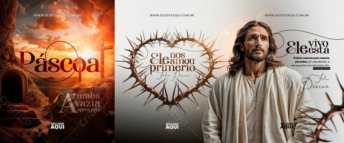 Kit Páscoa Redes Sociais PSD Editável