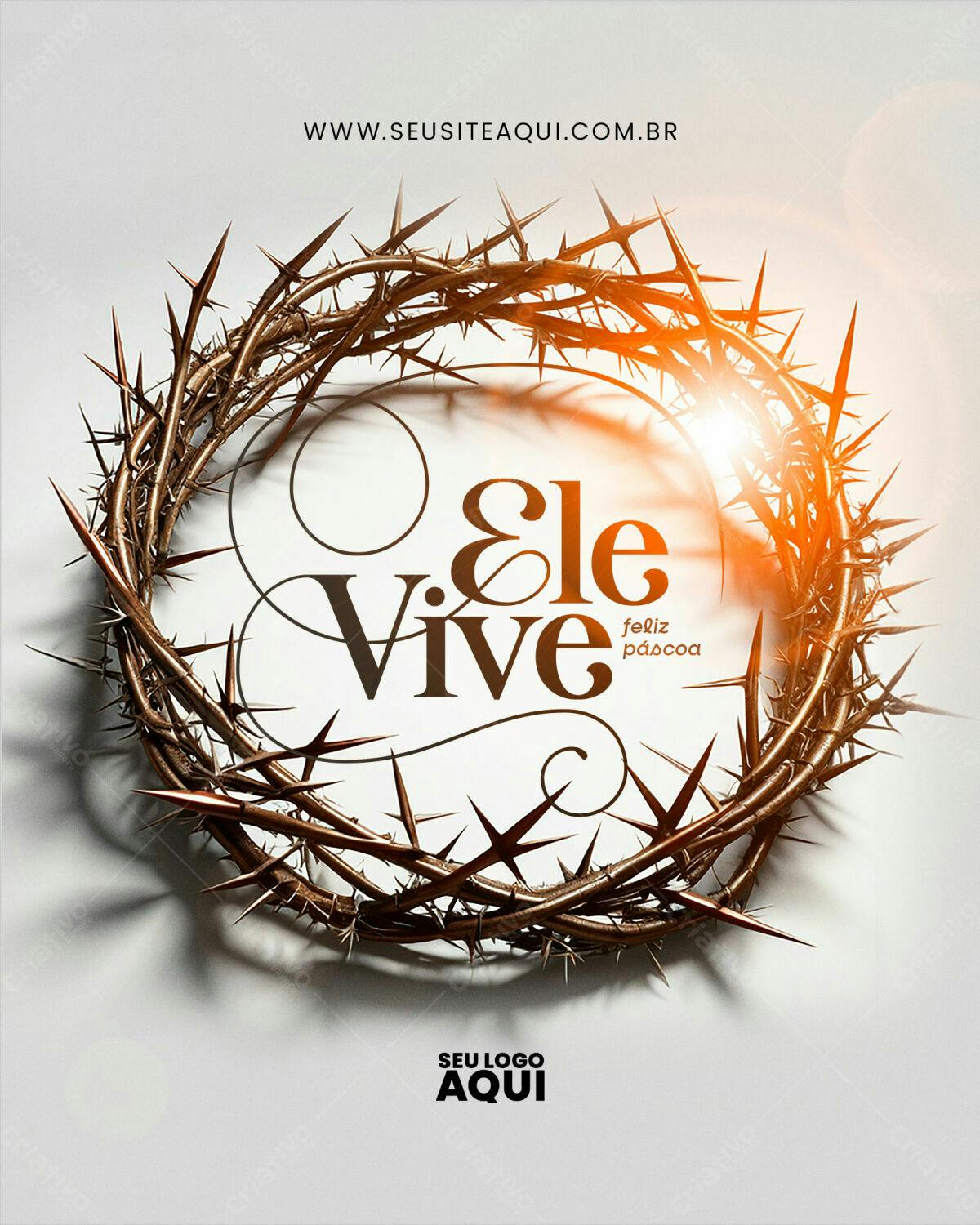 Flyer Páscoa Ele Vive PSD Editável