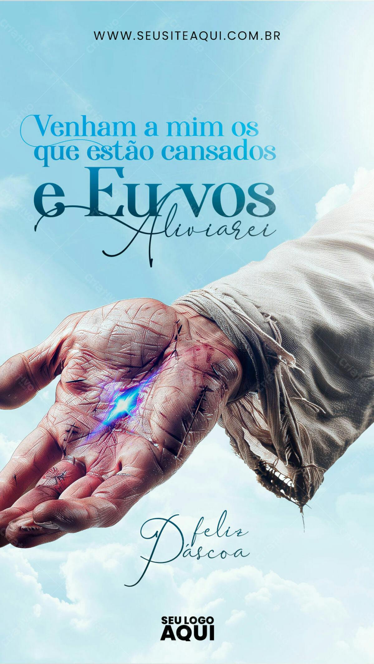 Flyer Páscoa Mensagem Cristã PSD Editável