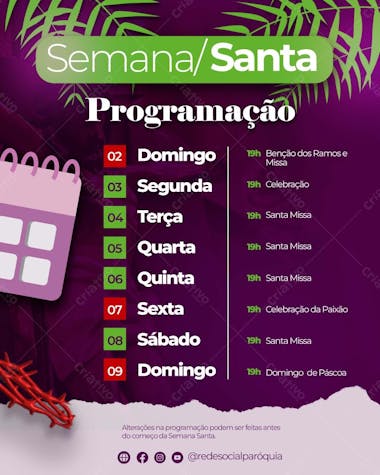 Semana santa programação