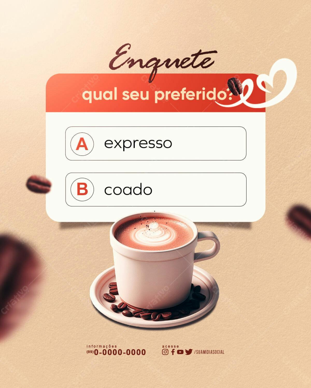 Enquete Café: Story para Redes Sociais PSD Editável