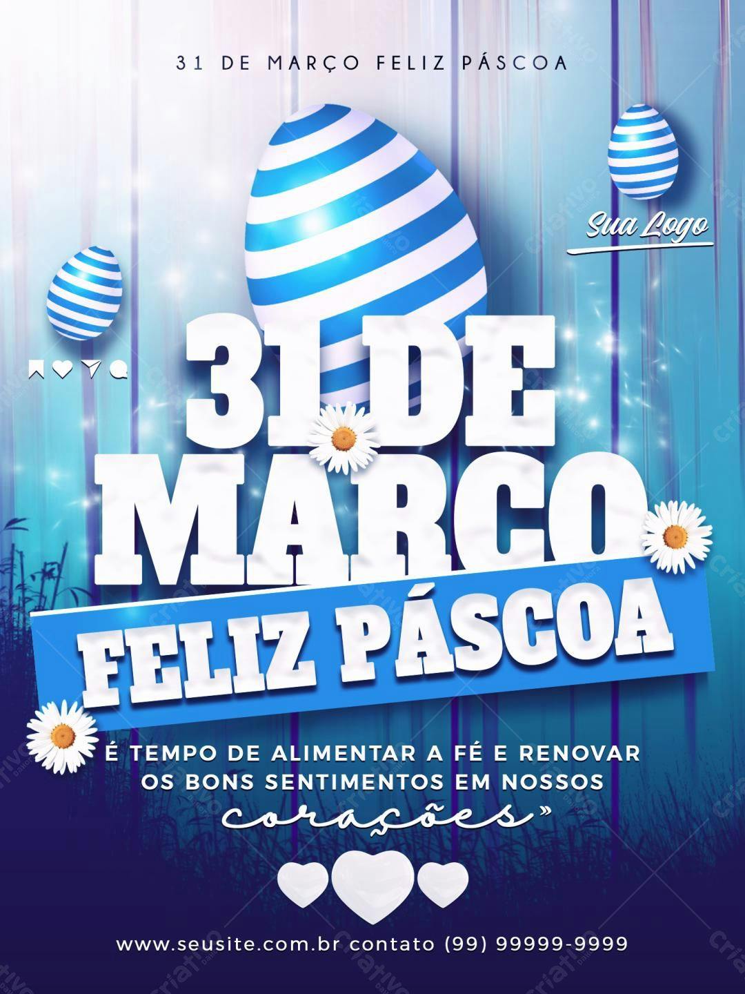 Flyer Páscoa 31 de Março PSD Editável