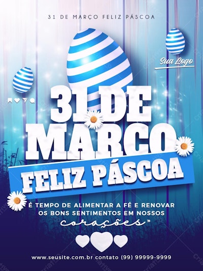 Flyer Páscoa 31 de Março PSD Editável