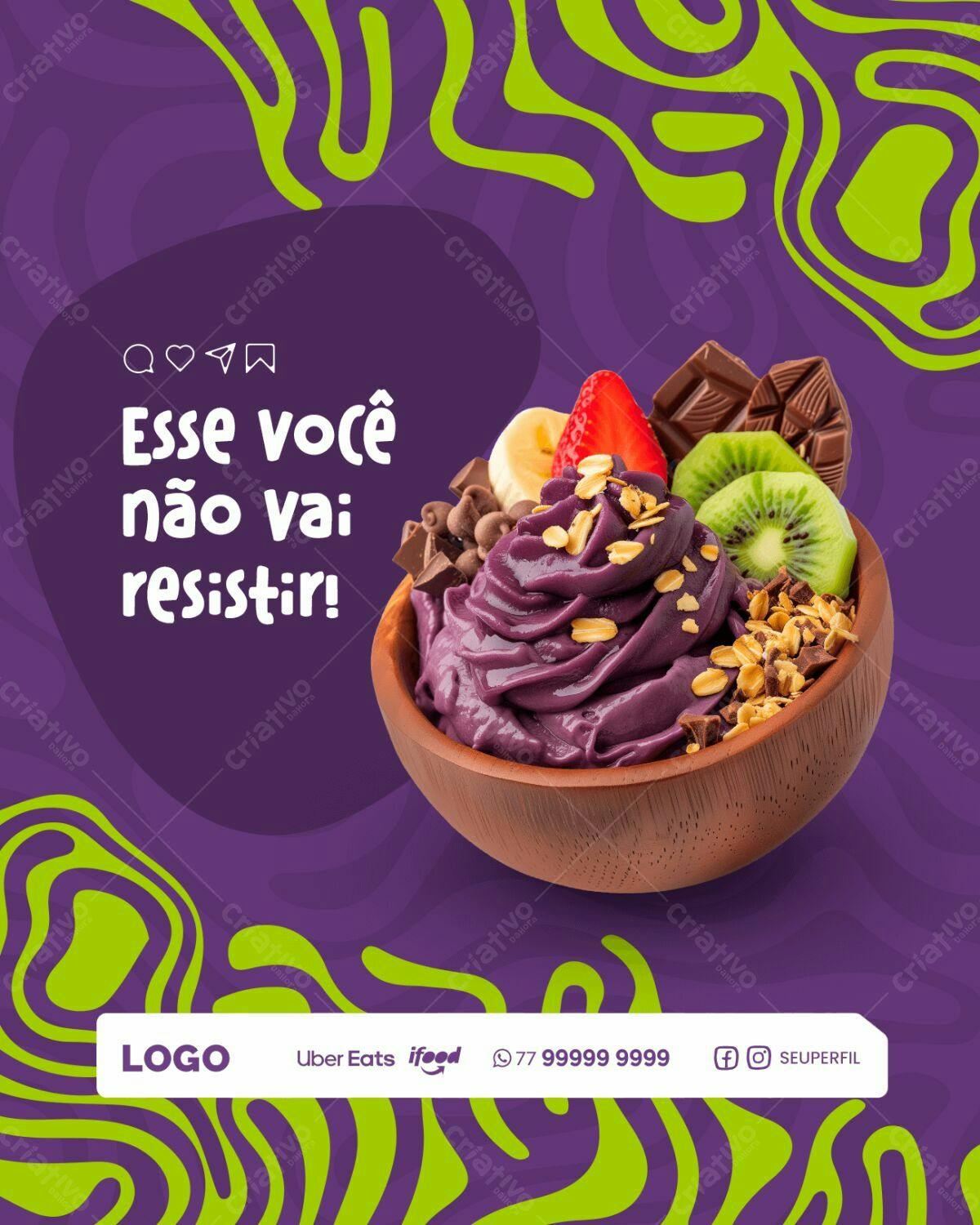 Flyer Açaí para Delivery PSD Editável