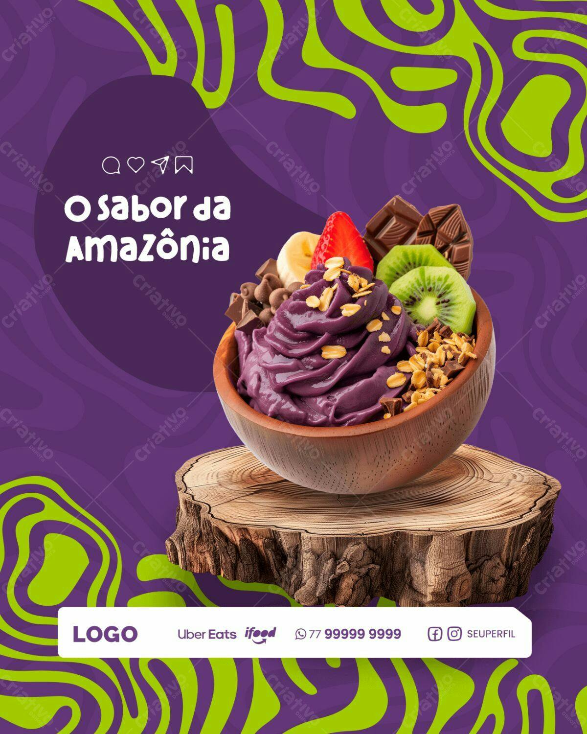 Flyer para Açaí Amazônico PSD Editável