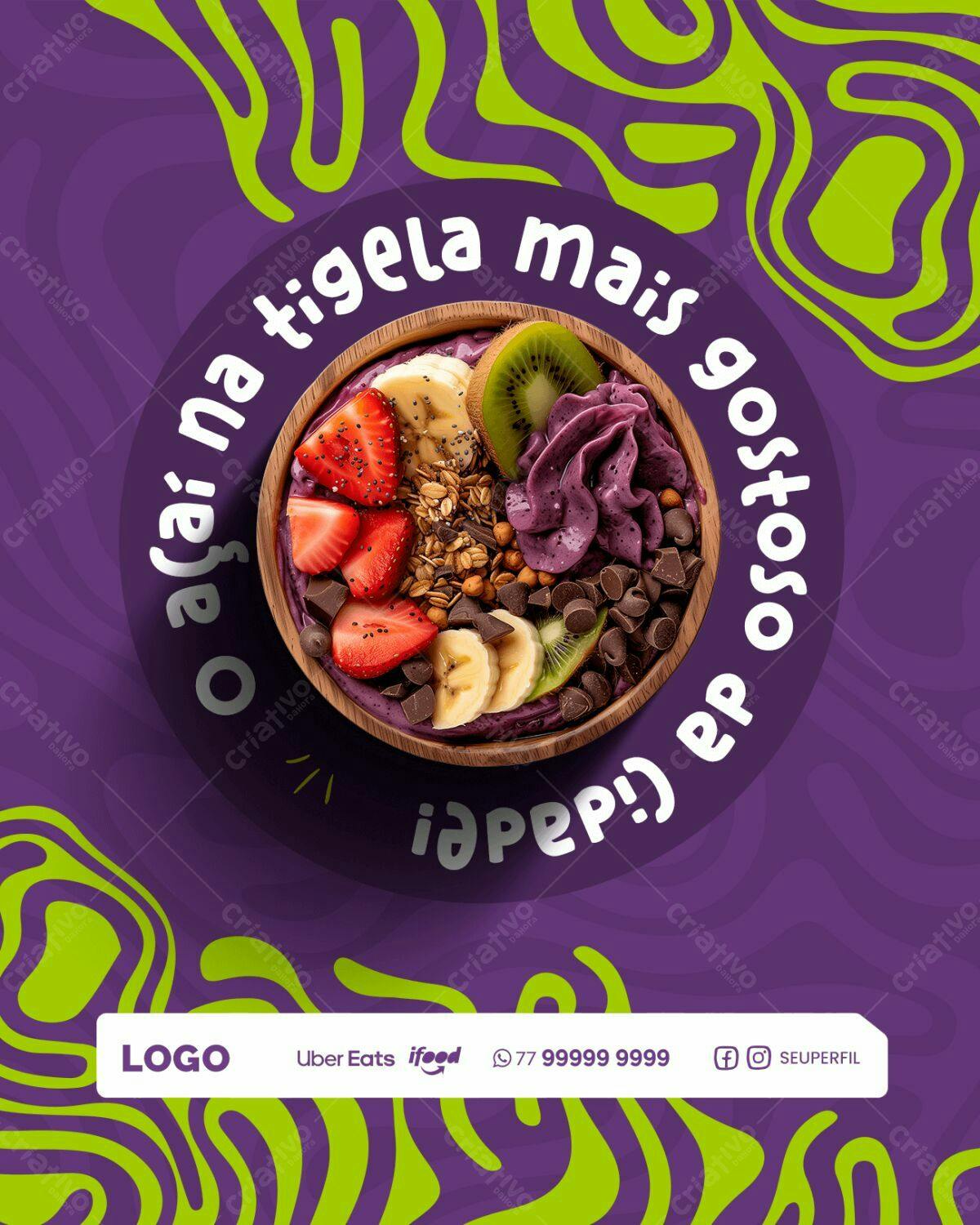 Flyer Açaí na Tigela PSD Editável
