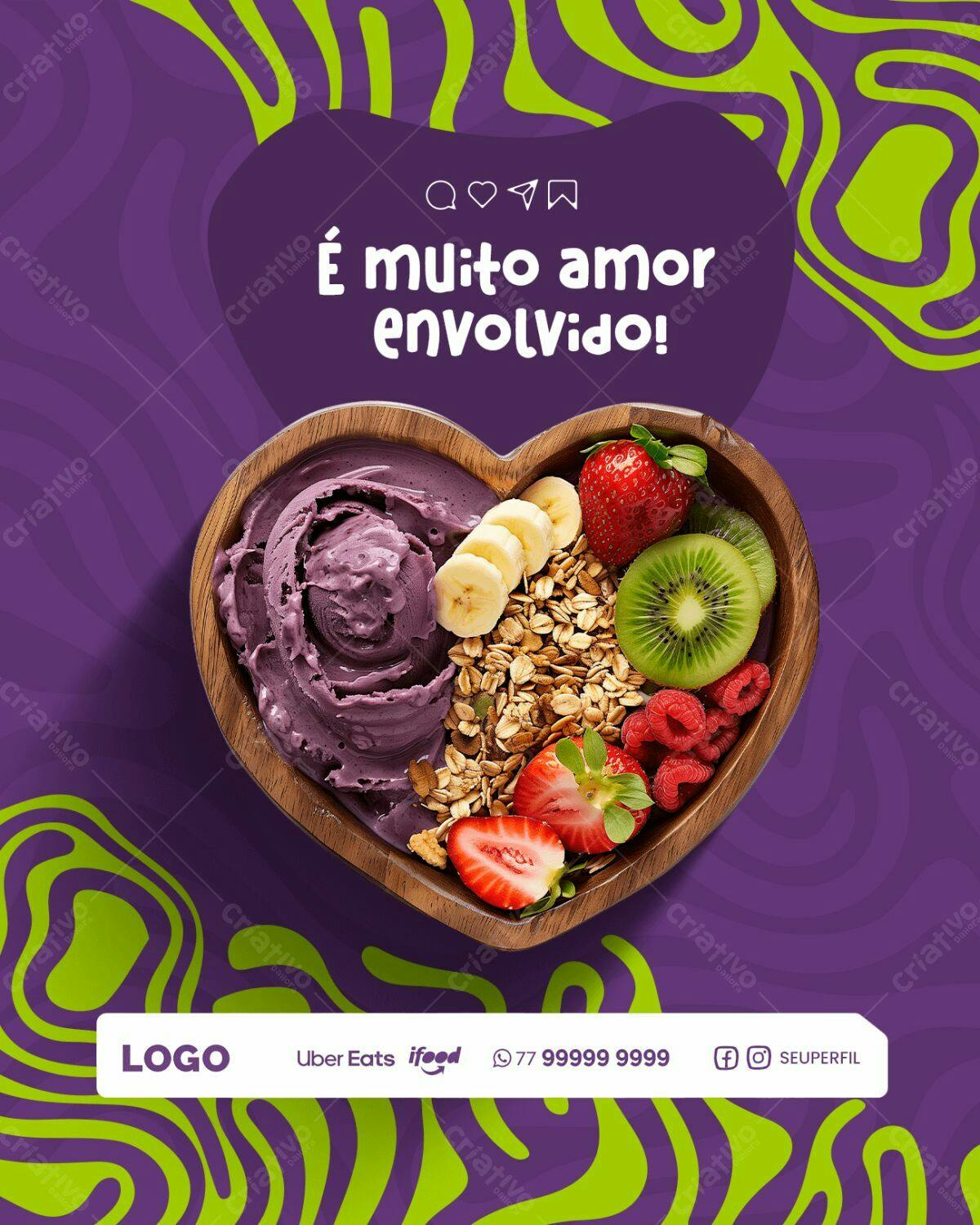 Post para Açaí PSD Editável
