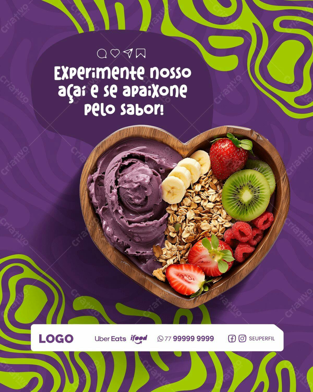Postagem Instagram Açaí PSD Editável