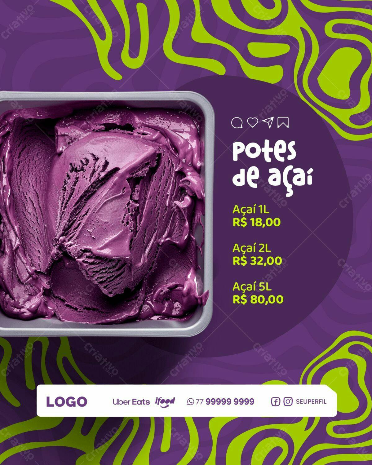 Postagem Instagram Açaí PSD Editável