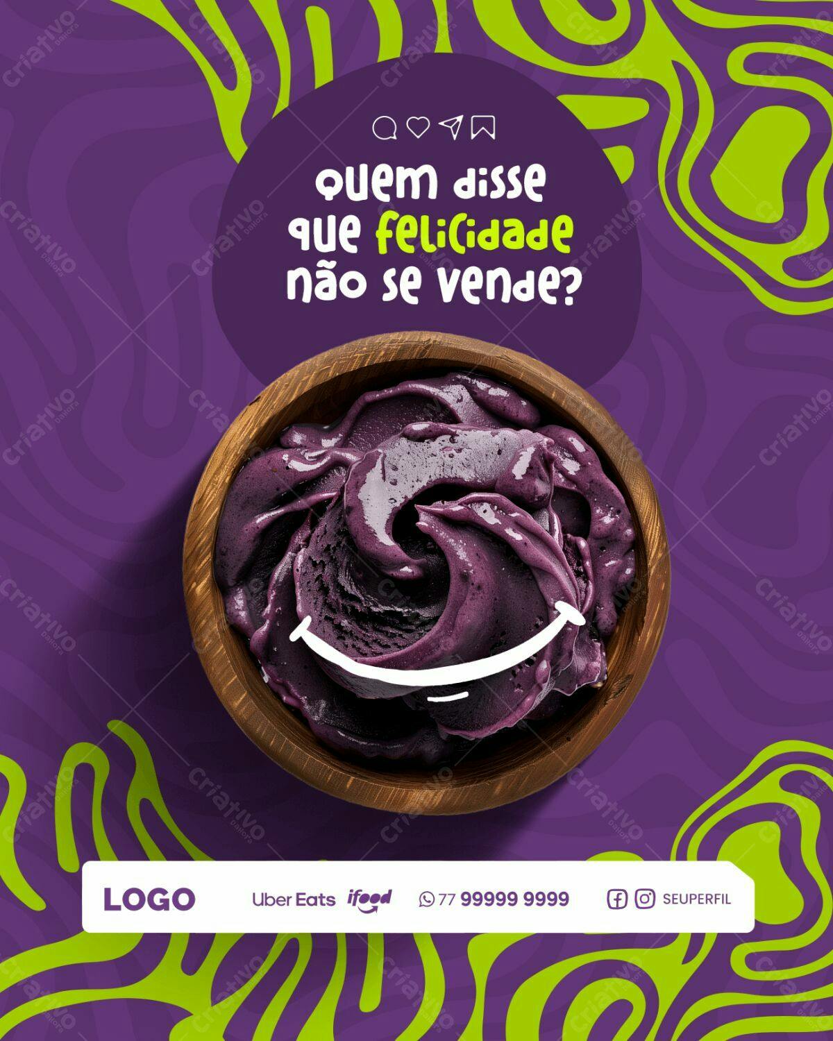 Flyer para Delivery de Açaí PSD Editável