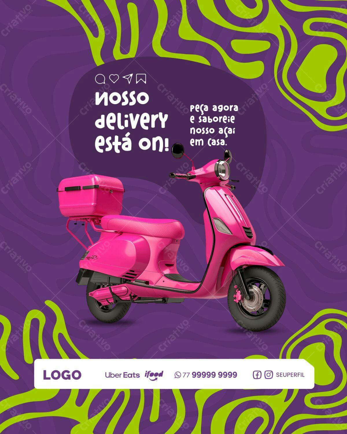 Flyer para Delivery de Açaí PSD Editável