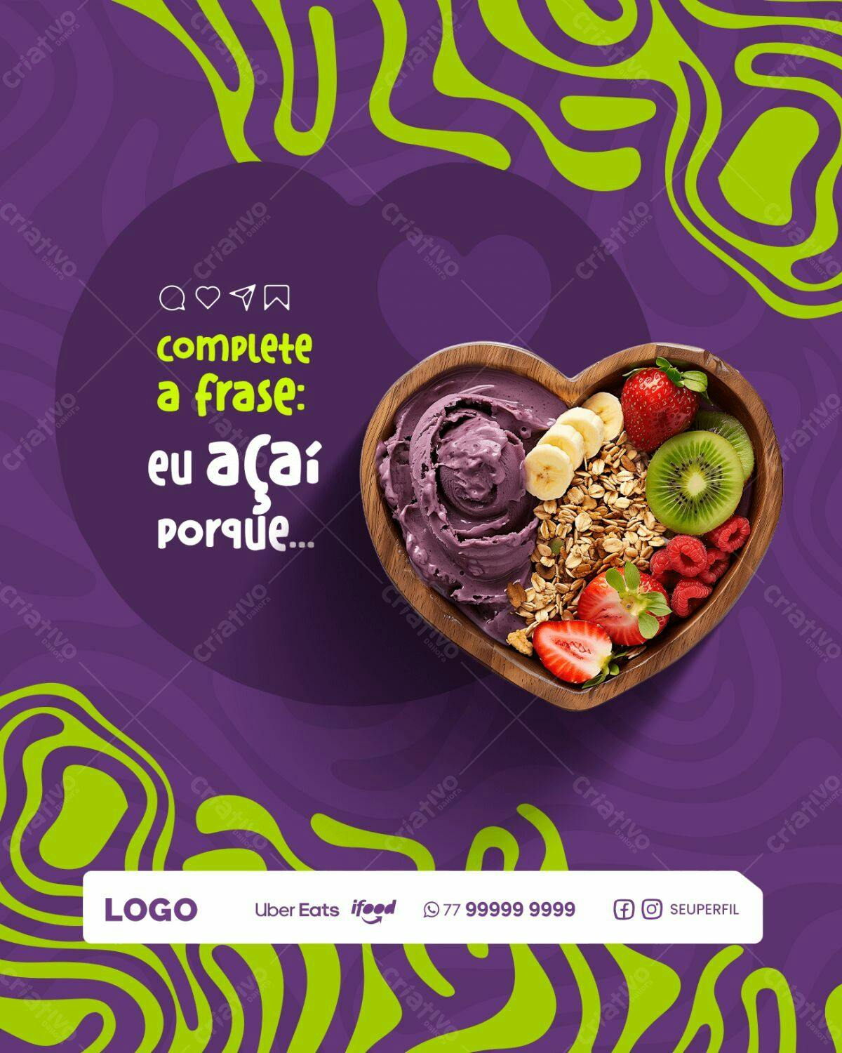 Post para Açaí PSD Editável