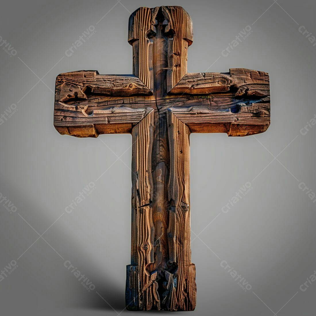 Cruz de madeira rústica marrom escura