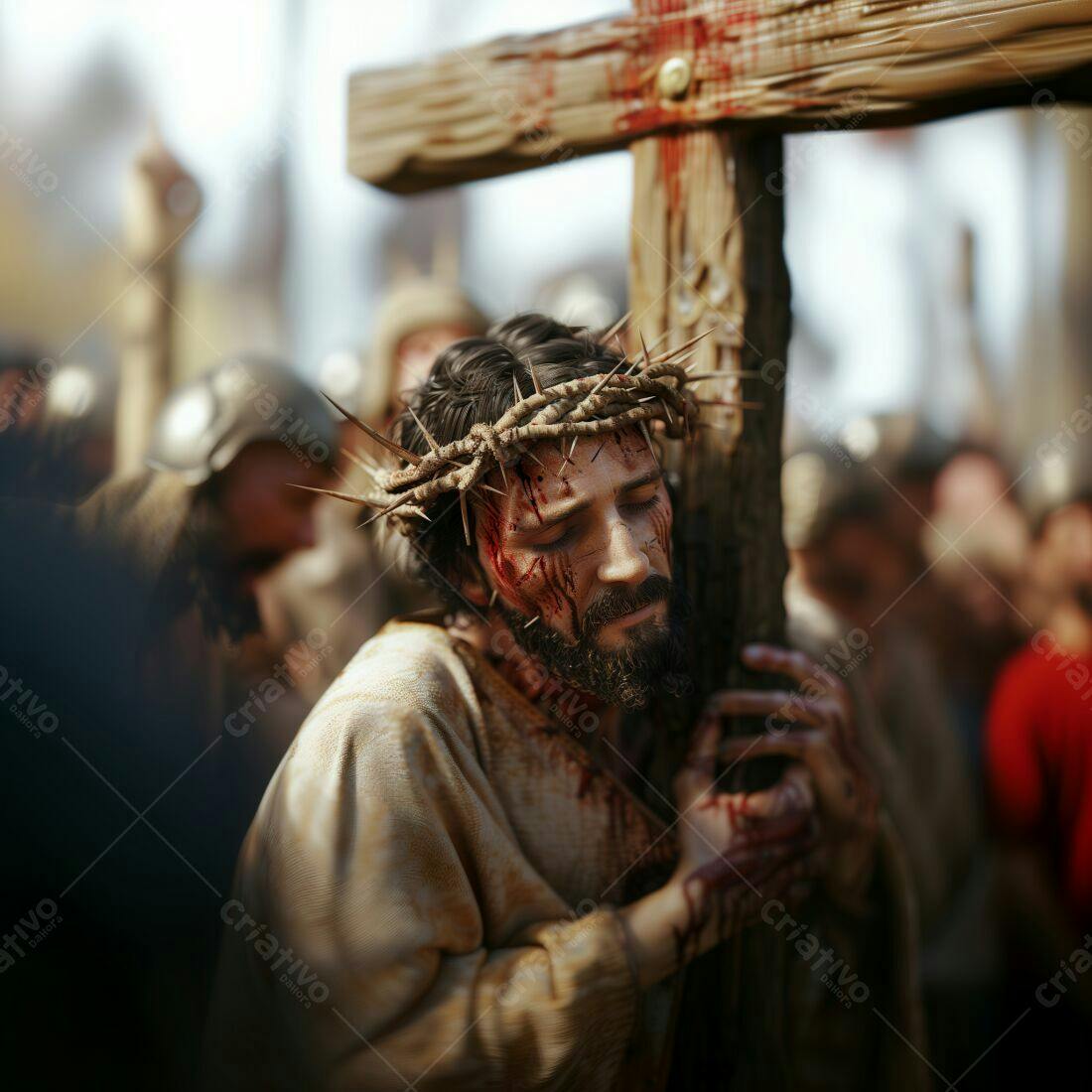 Jesus Cristo carregando a cruz sofrimento