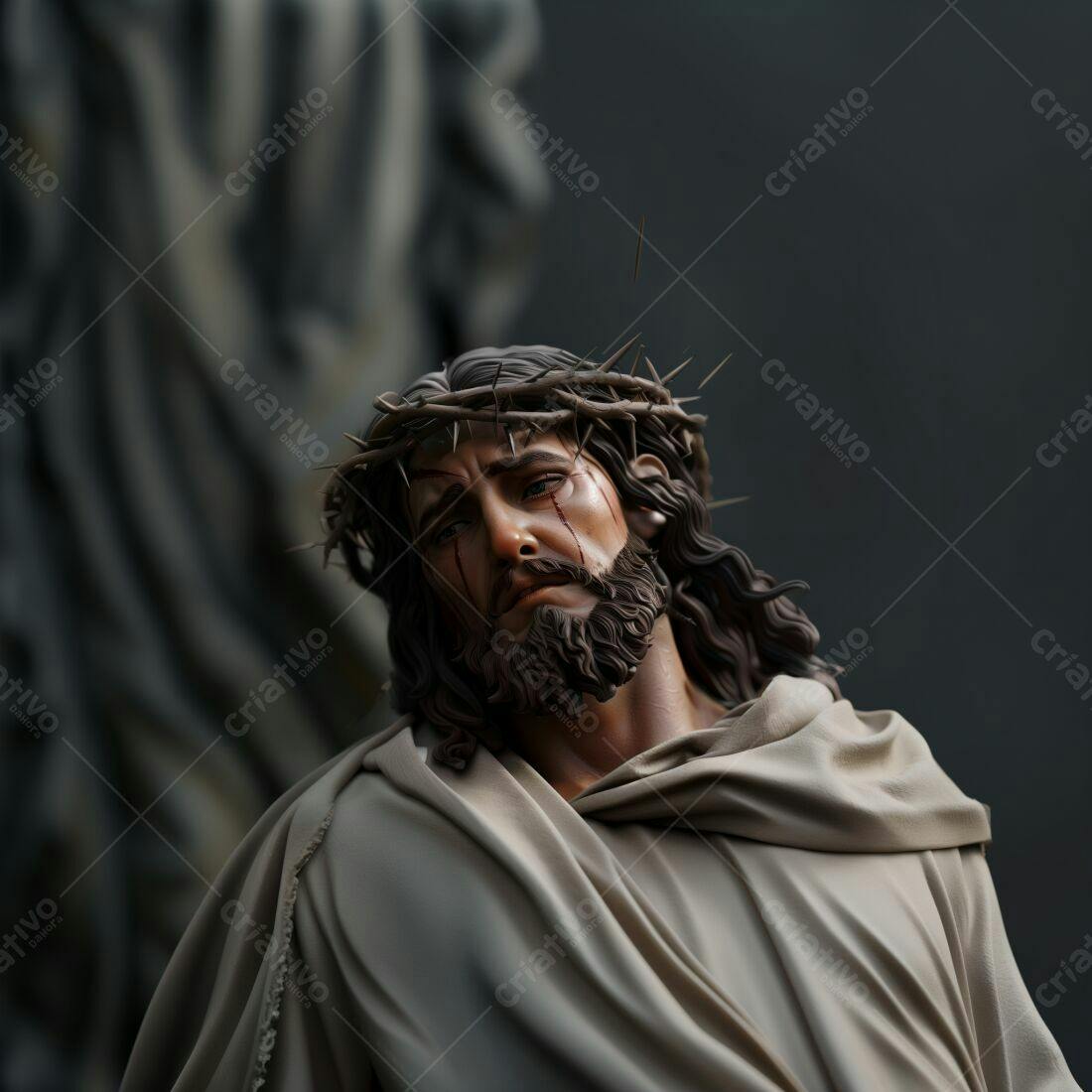Estátua de Jesus Cristo com coroa de espinhos