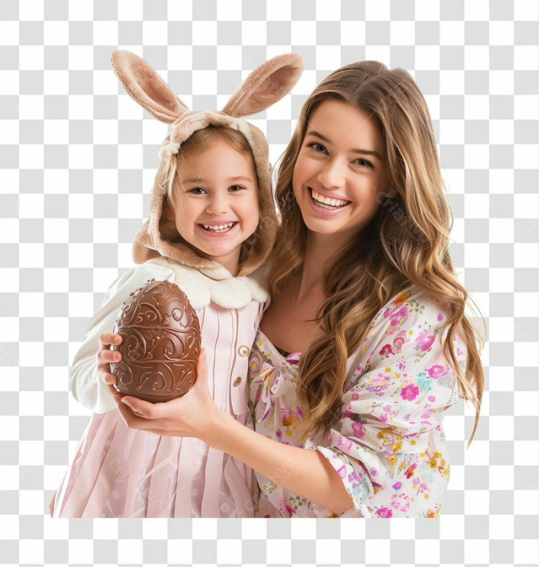 Imagem Páscoa Mãe e Filha PNG com fundo transparente