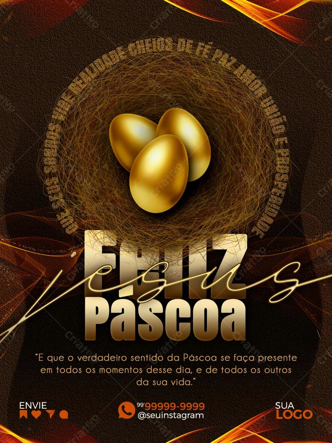 Flyer Páscoa Dourado PSD Editável