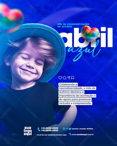 Abril azul feed conscientização do autismo