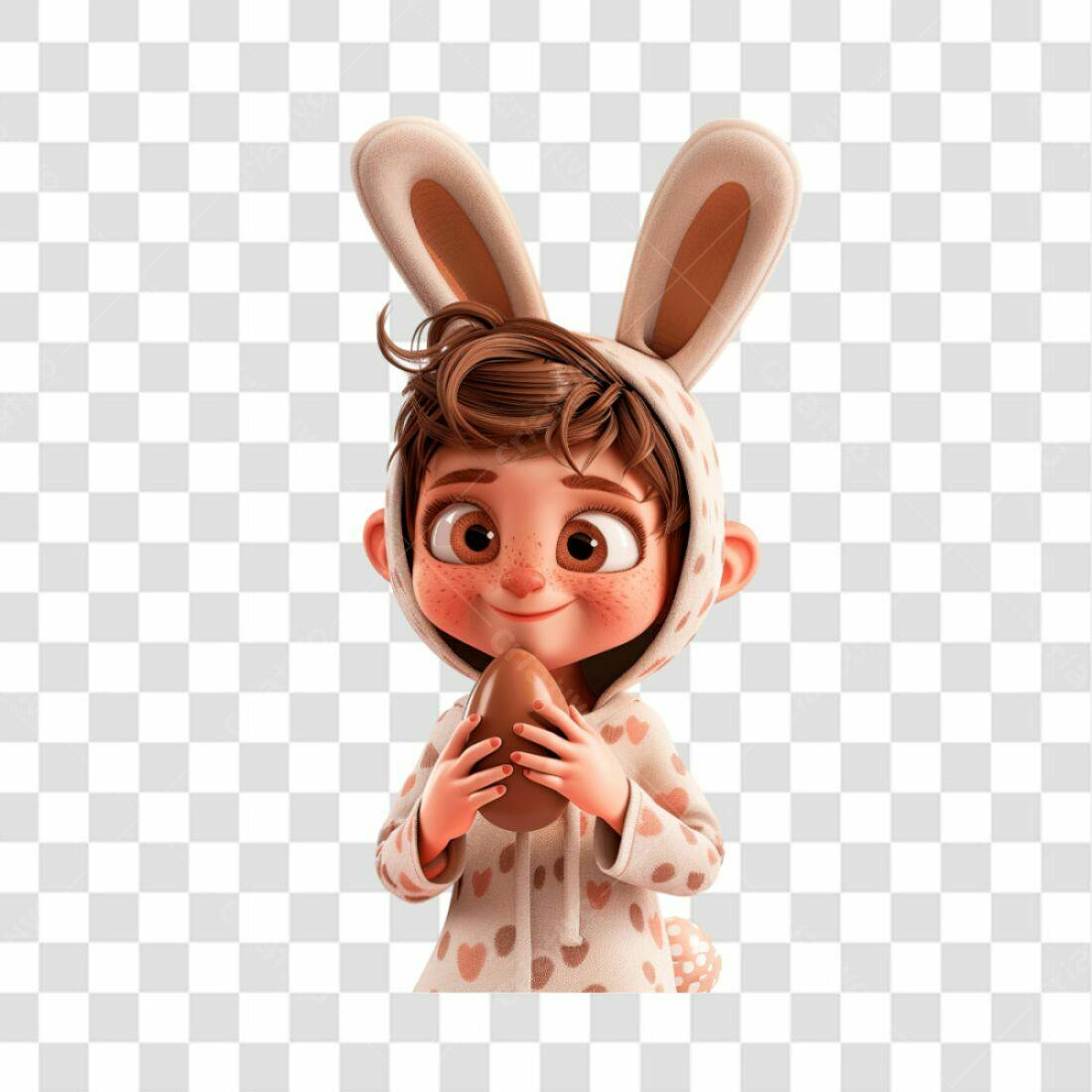 Icone Páscoa Menino Coelho PNG com fundo transparente