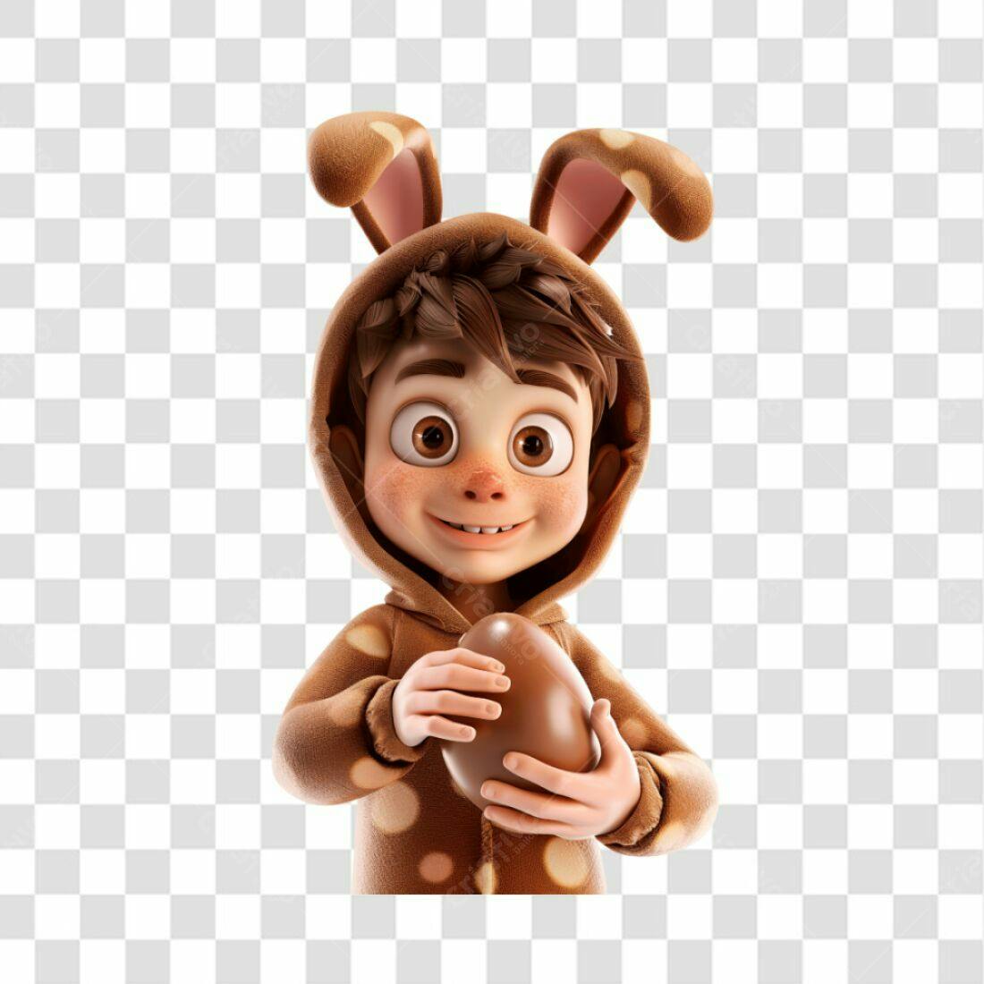 Icone Páscoa Menino Coelho PNG com fundo transparente