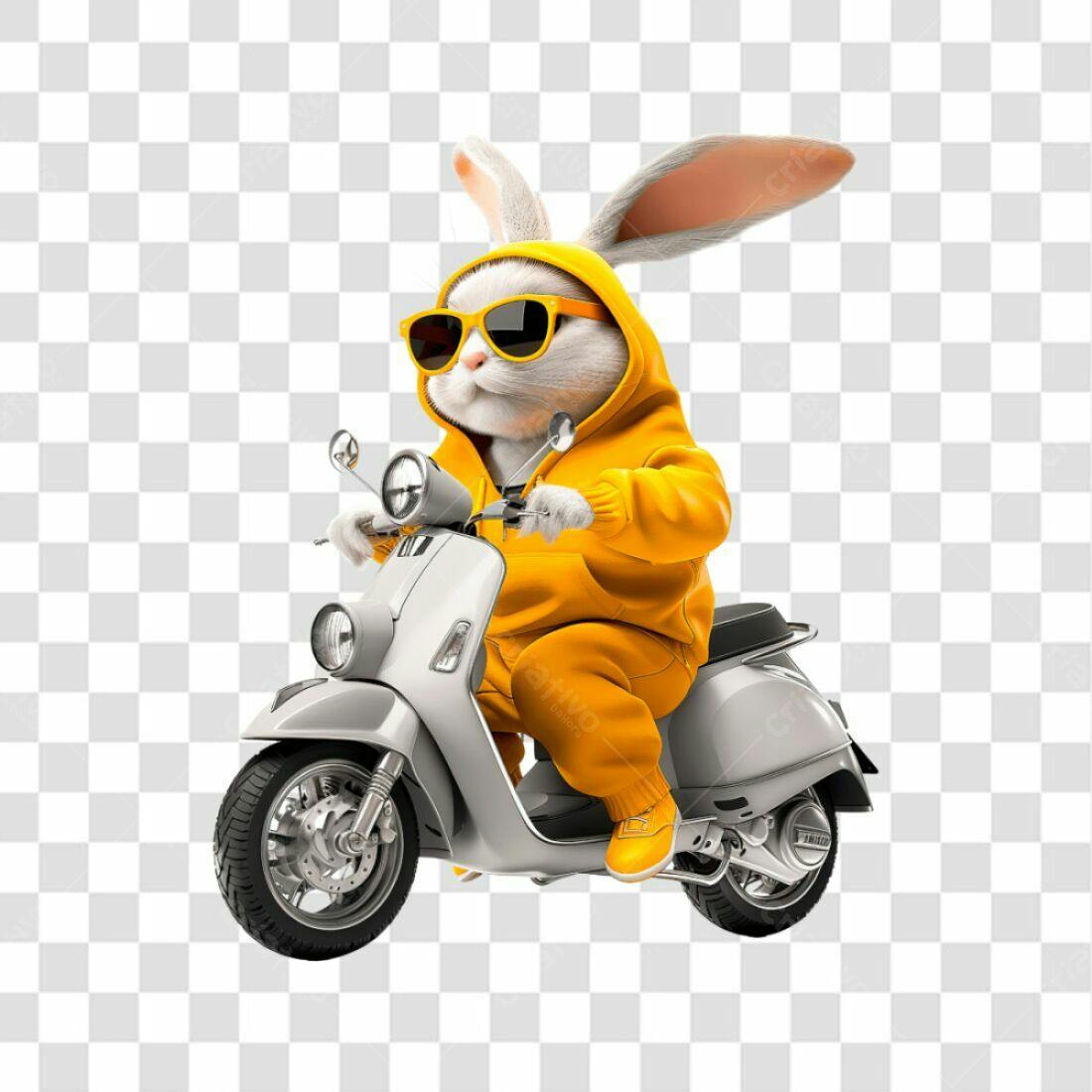 Icone Coelho na Scooter PNG com fundo transparente