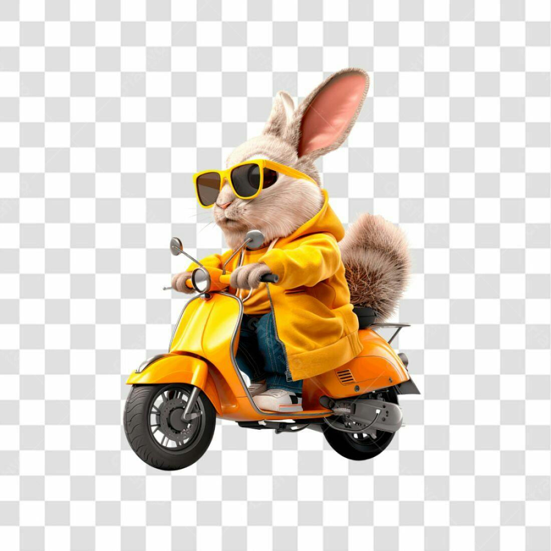 Icone Coelho na Scooter PNG com fundo transparente