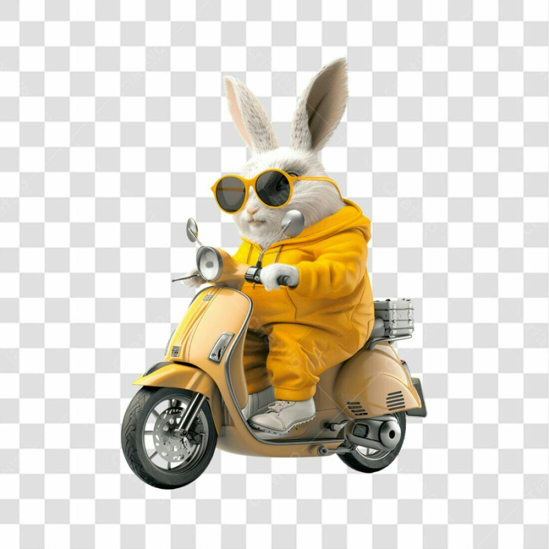 Icone Coelho na Scooter PNG com fundo transparente