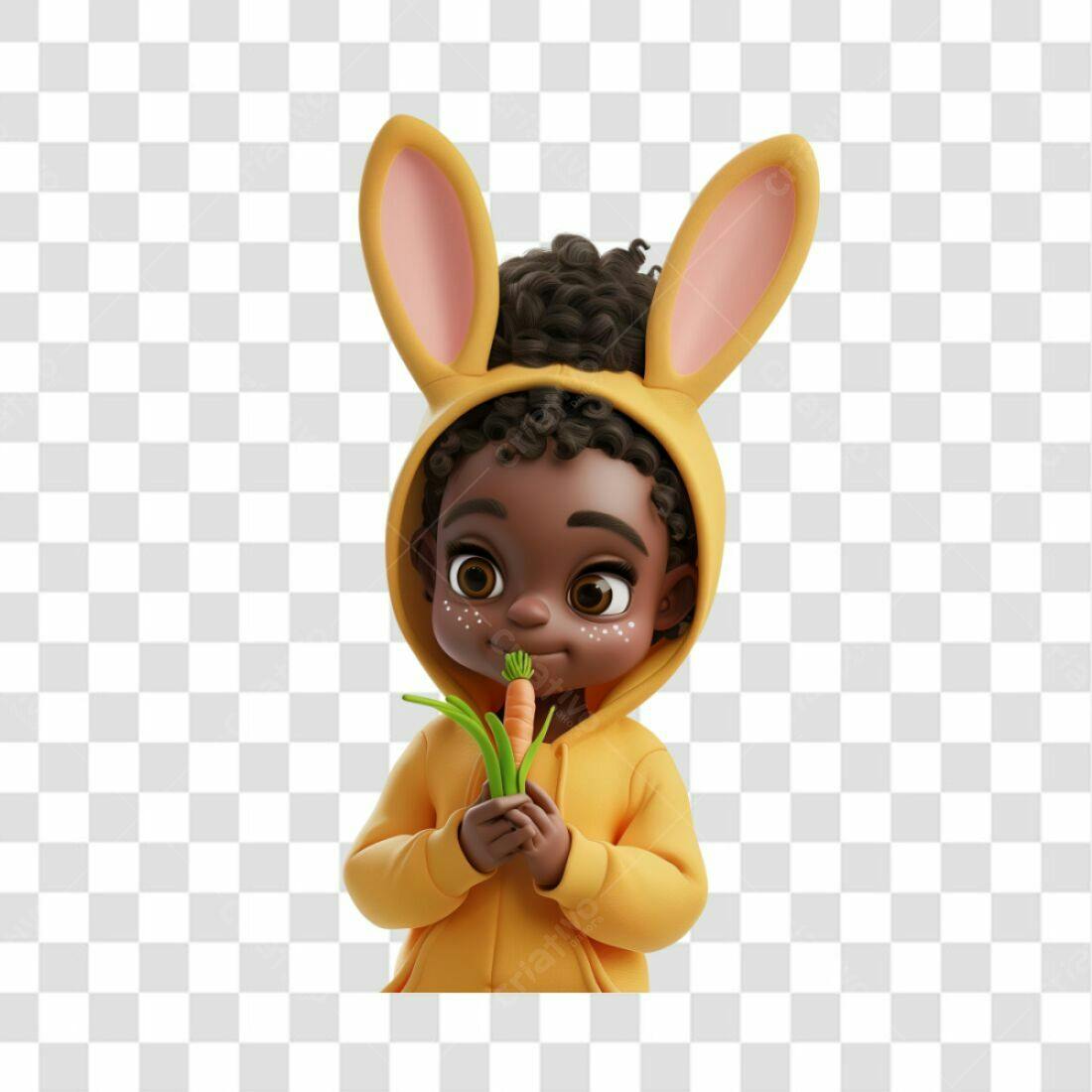 Icone Páscoa Menina Afro PNG com fundo transparente