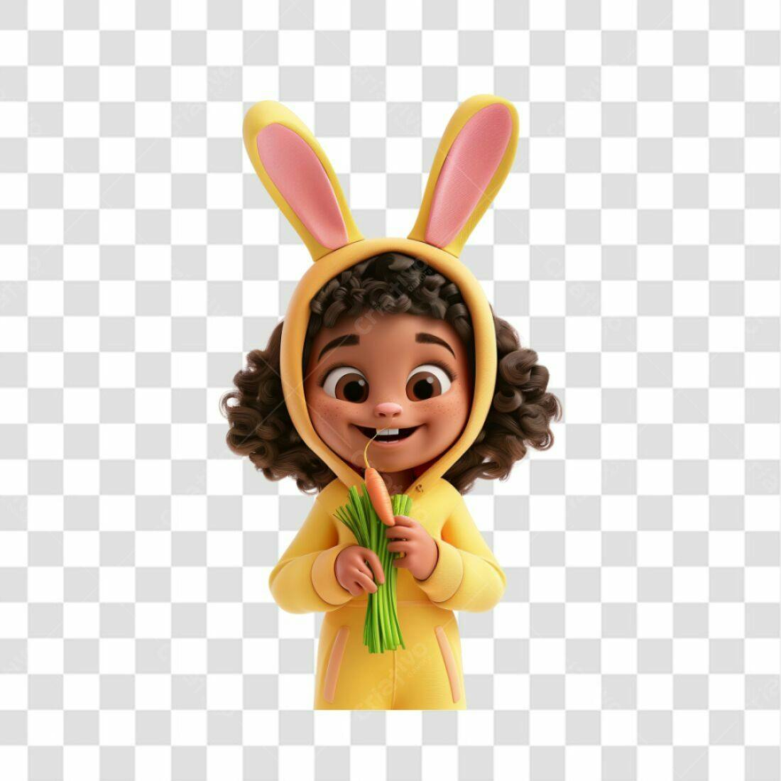 Icone Páscoa Menina Afro PNG com fundo transparente