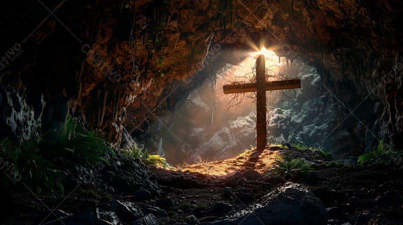Uma cruz dentro de uma caverna 6