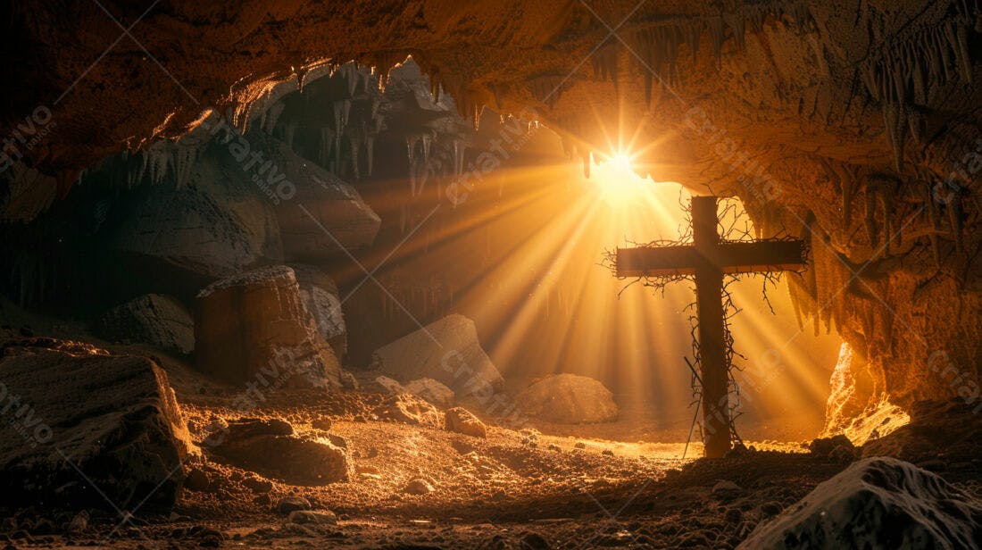 Cruz em Caverna Iluminada