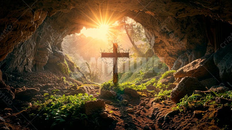 Uma cruz dentro de uma caverna 18