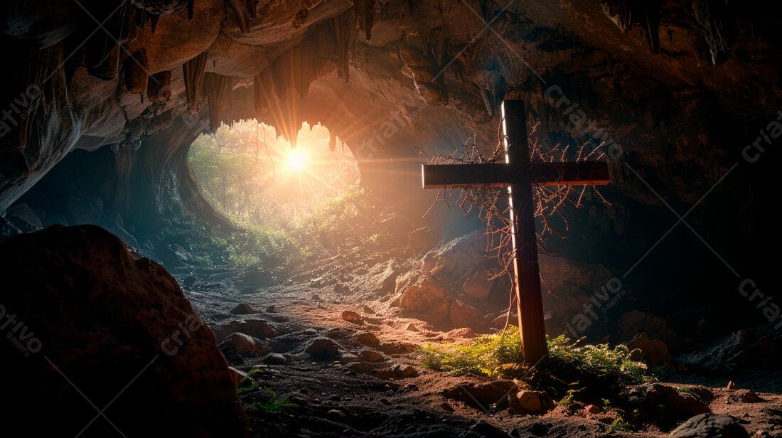 Cruz em Gruta Iluminada