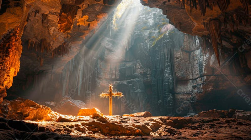 Uma cruz dentro de uma caverna 30