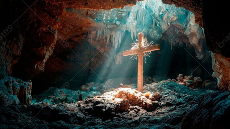 Uma cruz dentro de uma caverna 33