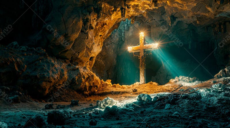 Uma cruz dentro de uma caverna 35