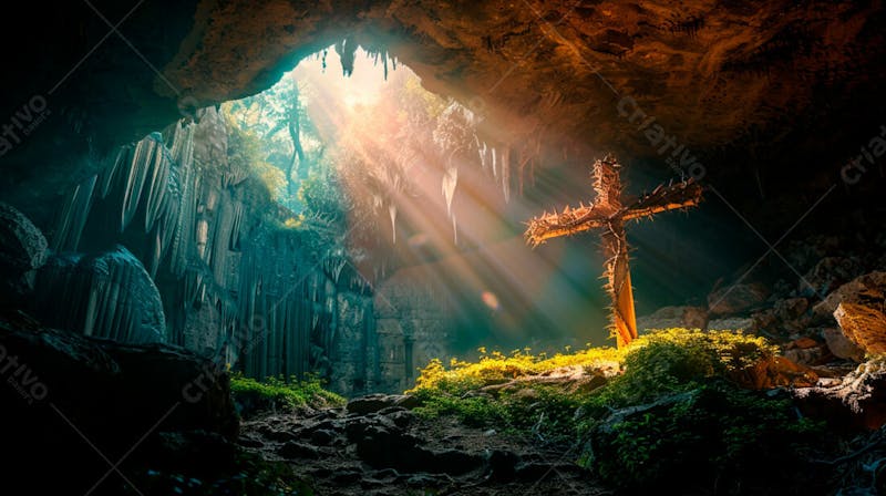 Uma cruz dentro de uma caverna 55