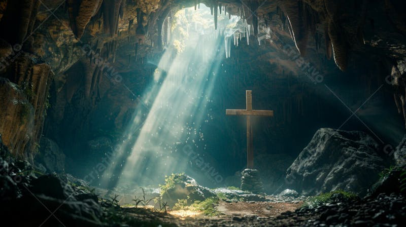 Uma cruz dentro de uma caverna 56