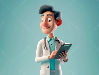  Jovem Médico Cartoon 3D 10