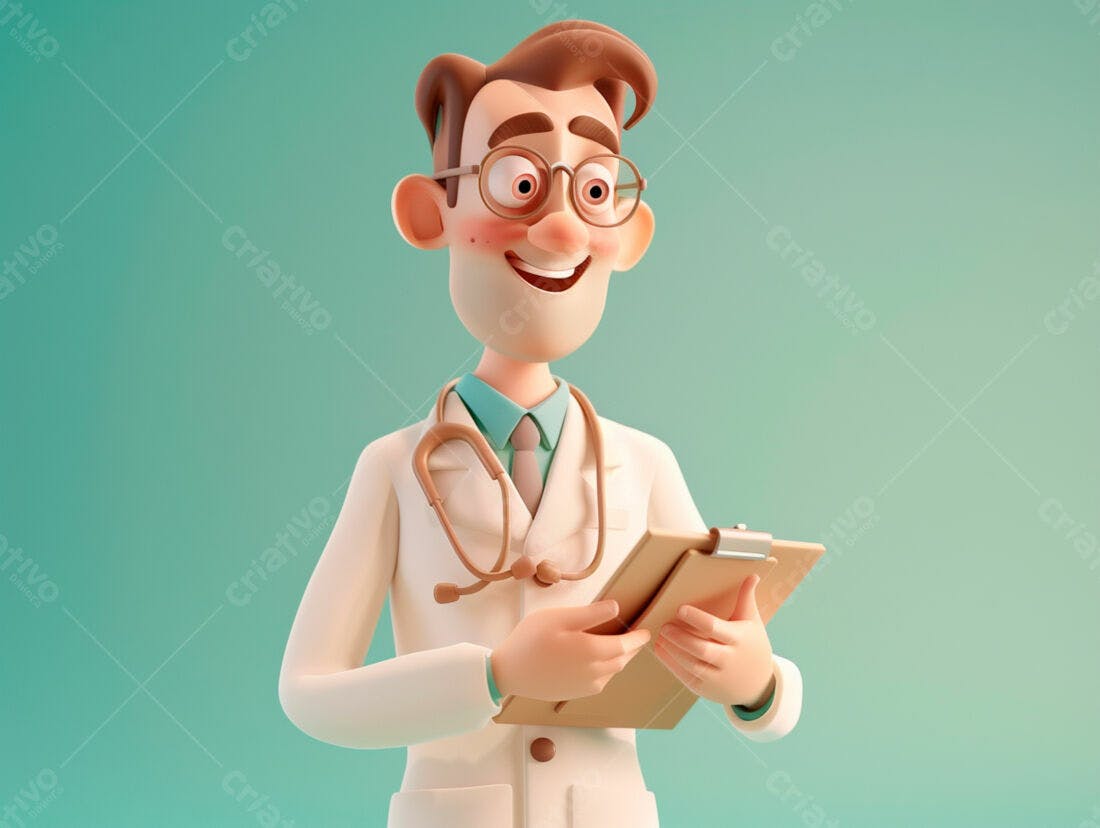 Médico Cartoon segurando prancheta
