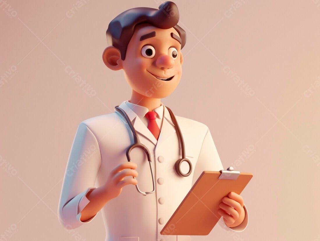Médico desenho animado segurando prancheta