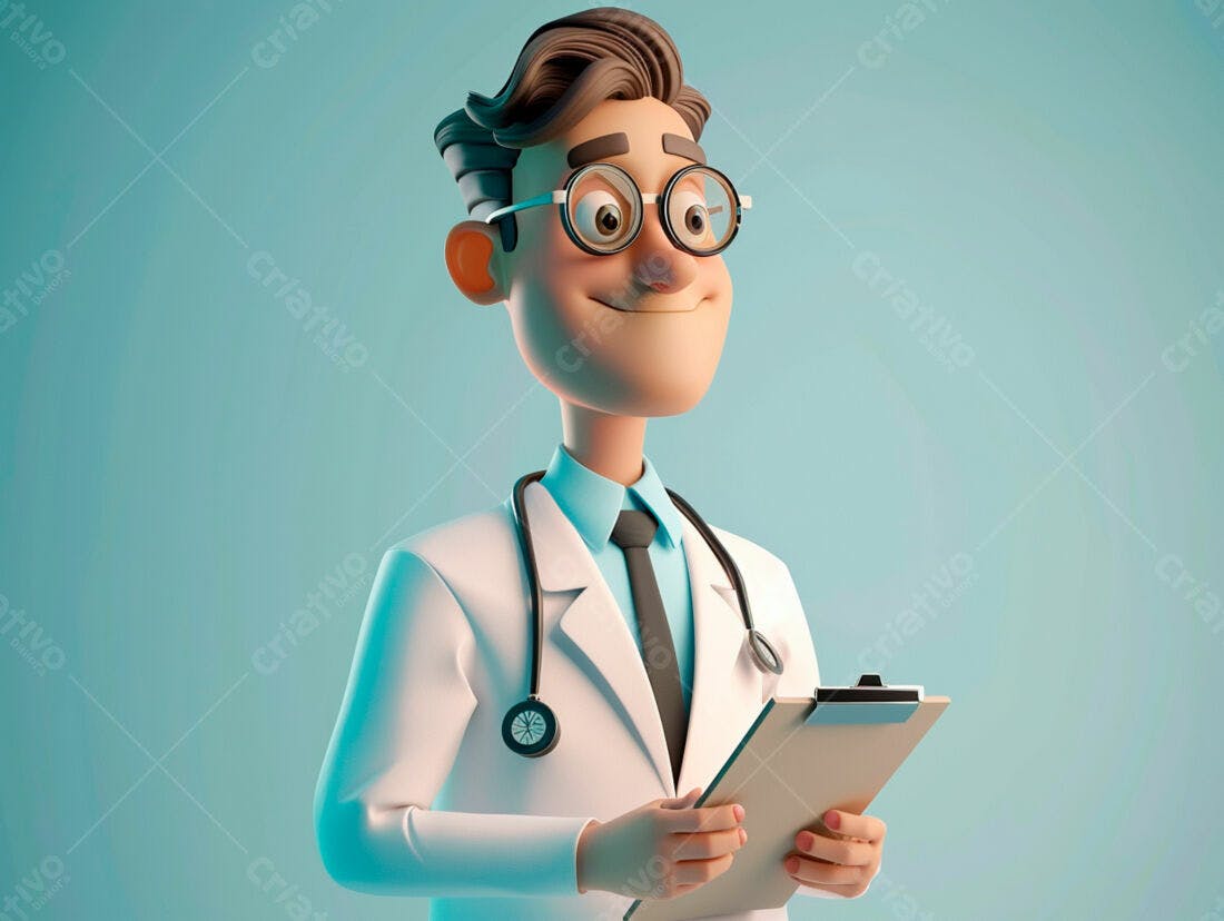 Médico Cartunizado com Prontuário