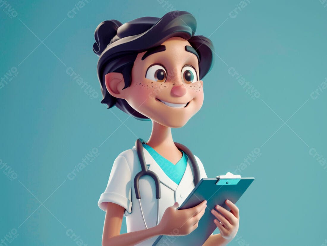 Médico Cartoon segurando prancheta
