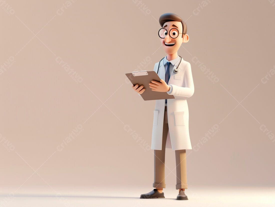 Médico cartum segurando prancheta