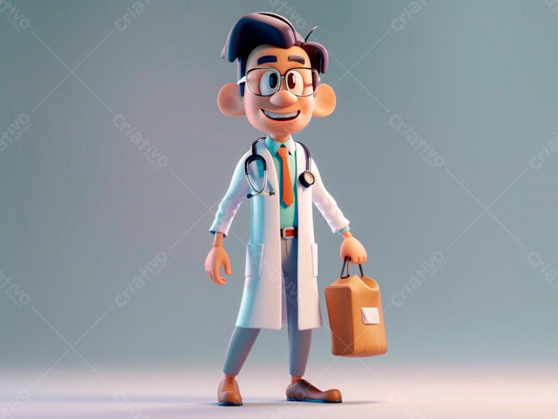 Jovem médico cartoon 3d 38