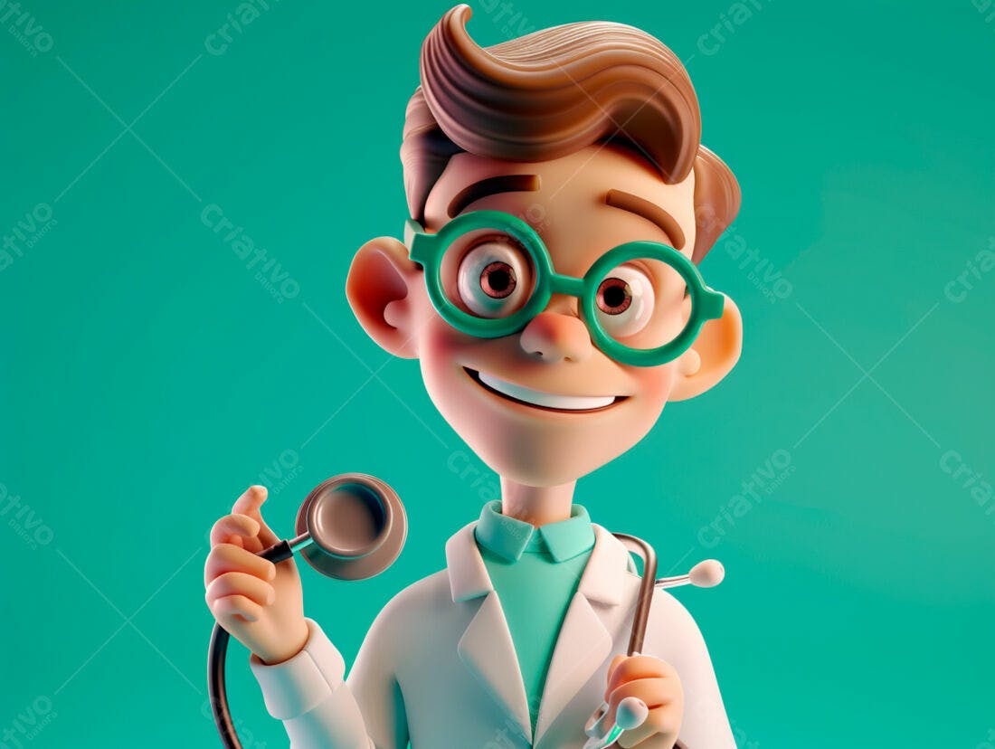 Médico Cartoon segurando estetoscópio