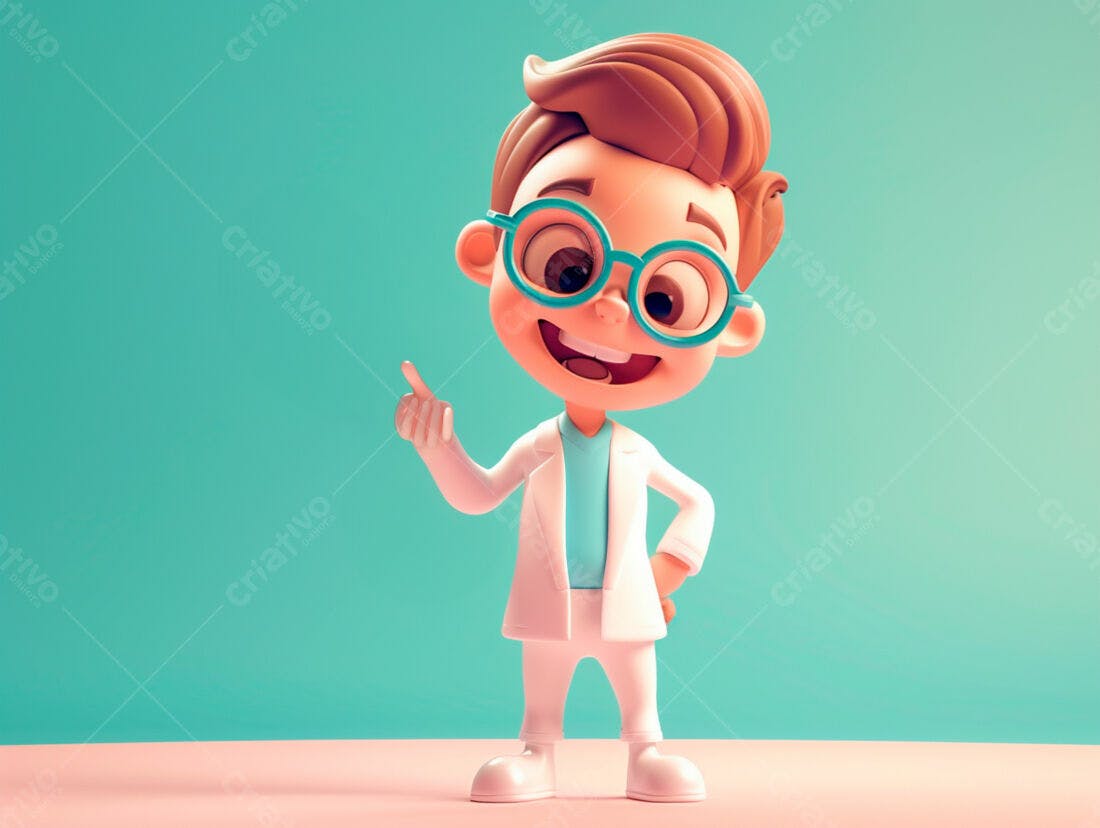 Menino médico 3D apontando