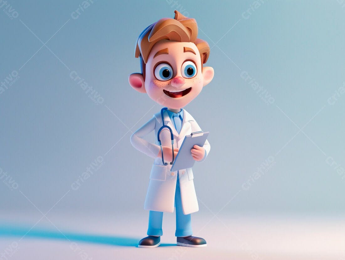 Menino médico desenho animado segurando prancheta