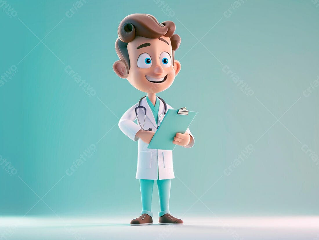 Médico Cartoon segurando prancheta