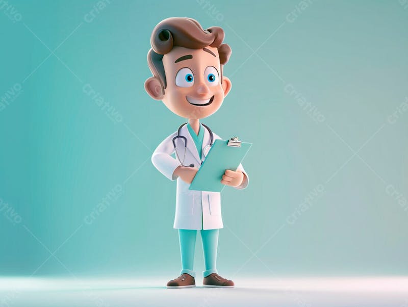 Jovem médico cartoon 3d 48